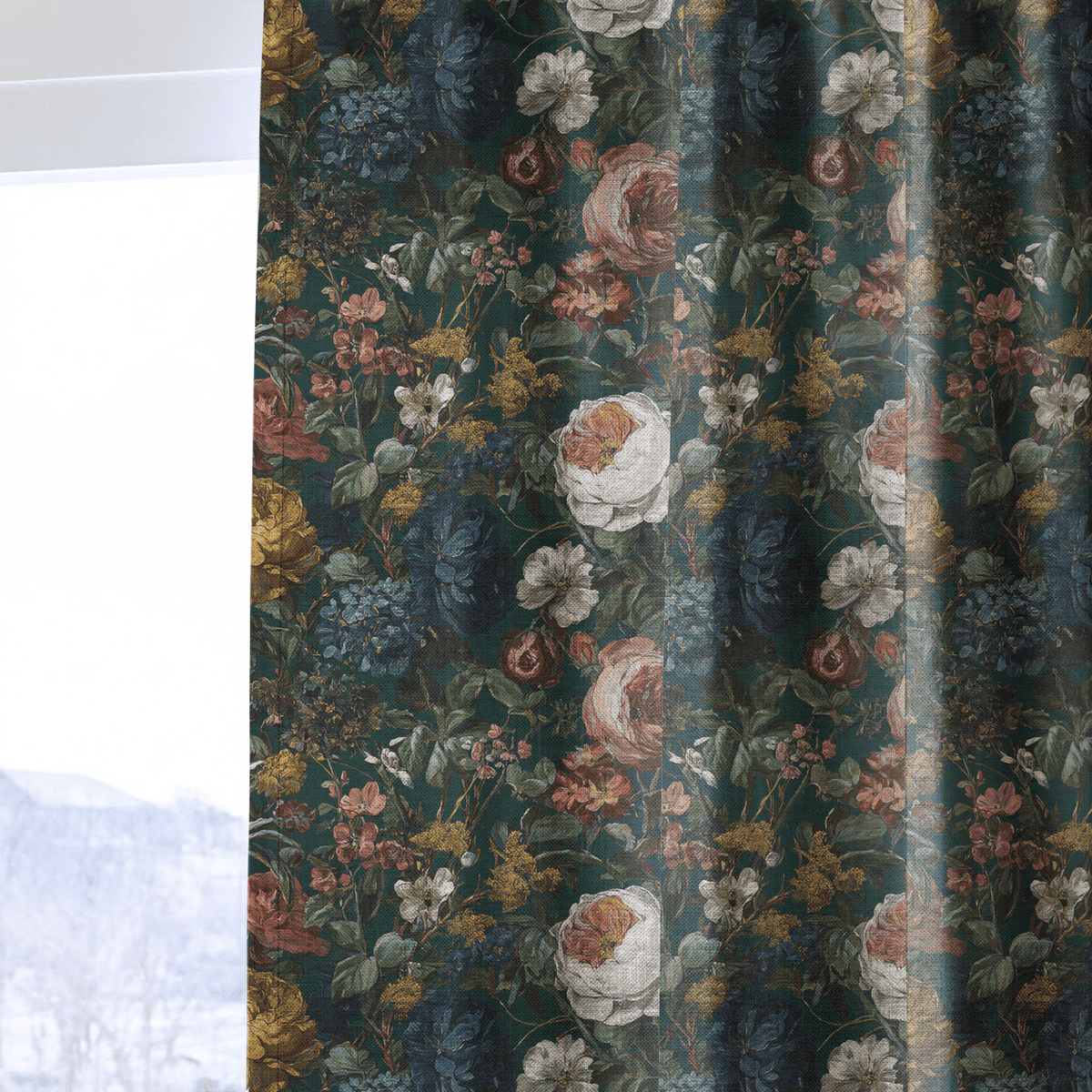 Darkened Peony - Curtain Panel - The Drapery