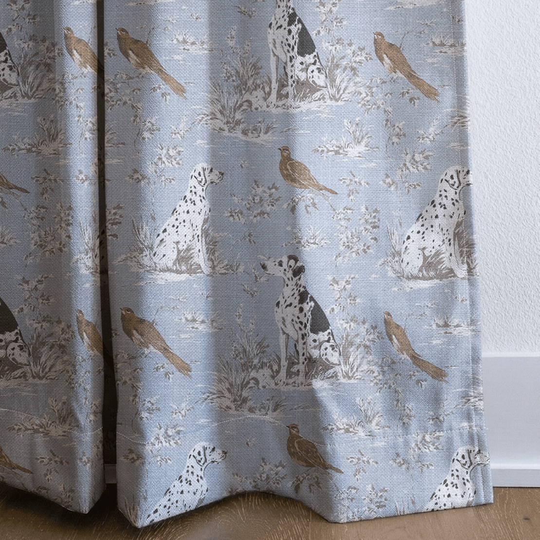 Dog and Birds - Curtain Panel - The Drapery