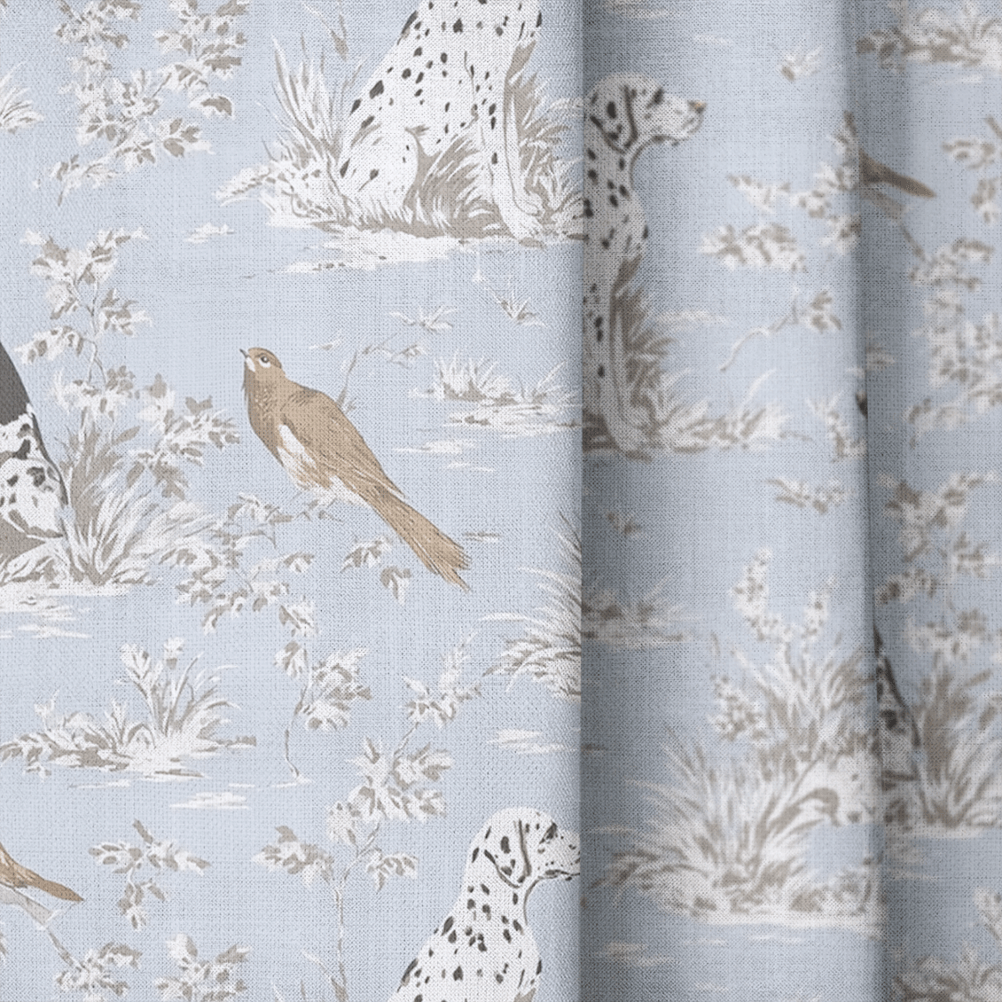 Dog and Birds - Curtain Panel - The Drapery