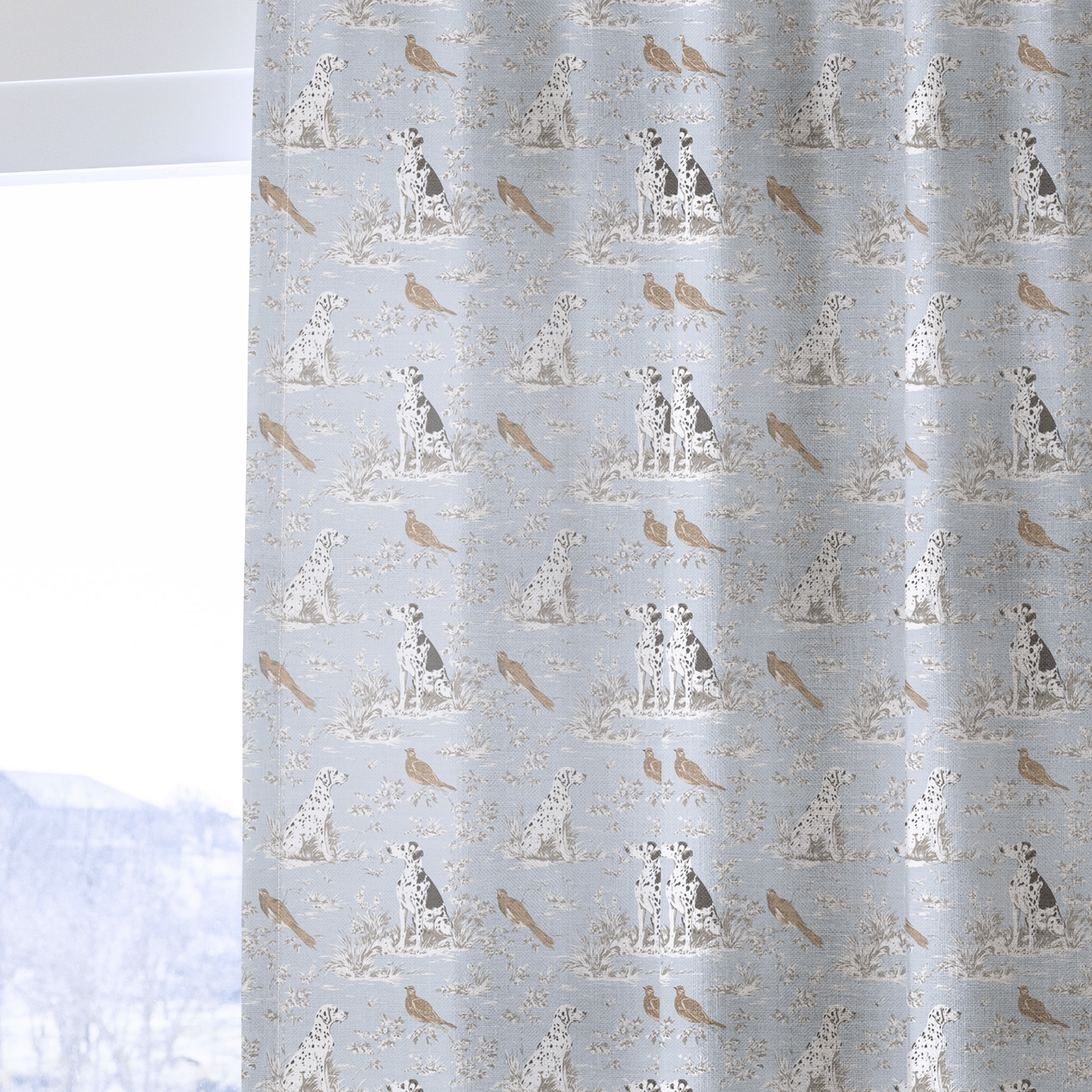 Dog and Birds - Curtain Panel - The Drapery