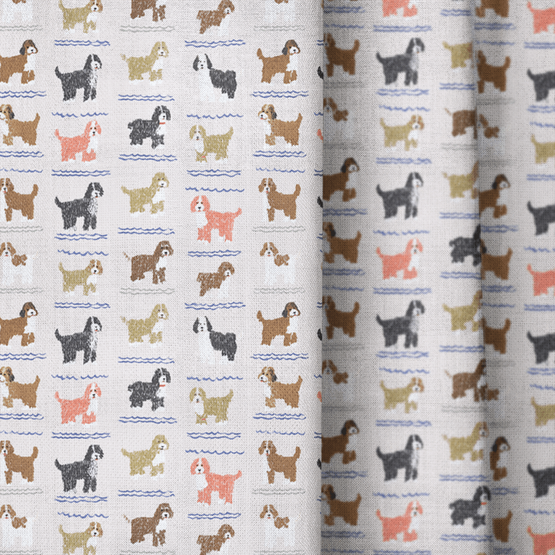 Doodle Waves - Curtain Panel - The Drapery
