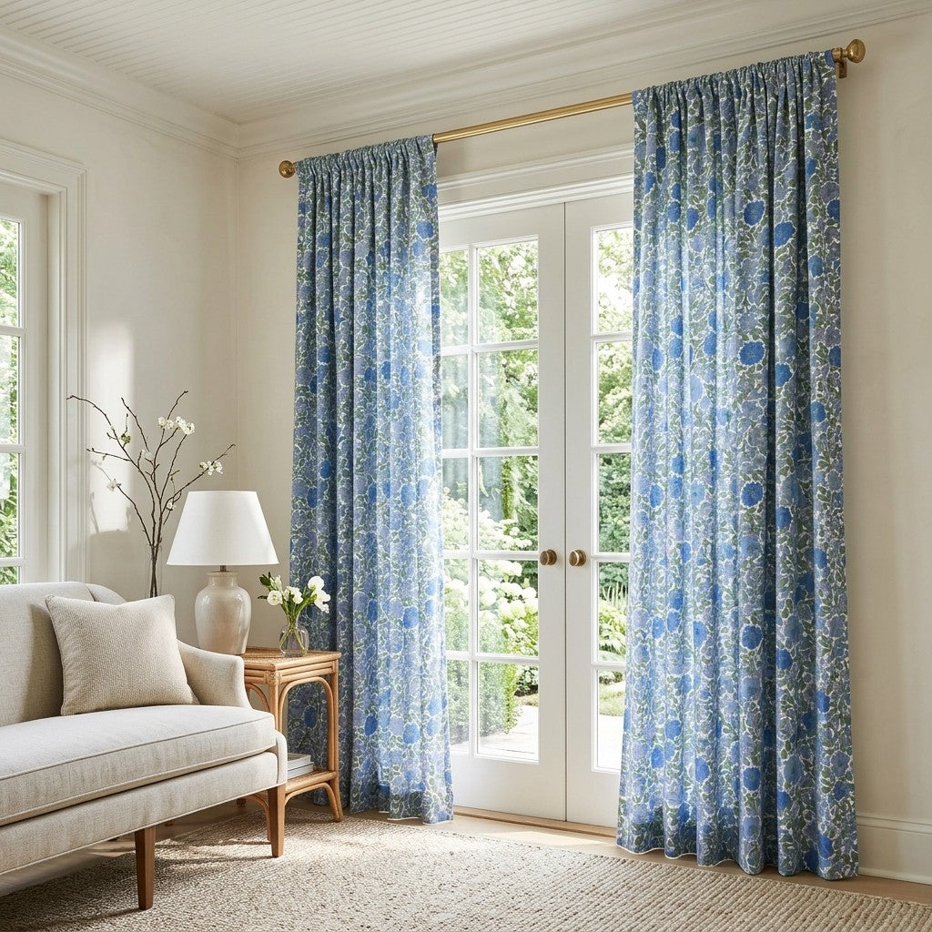 Violets on Wren - Curtain Panel - Sunroom