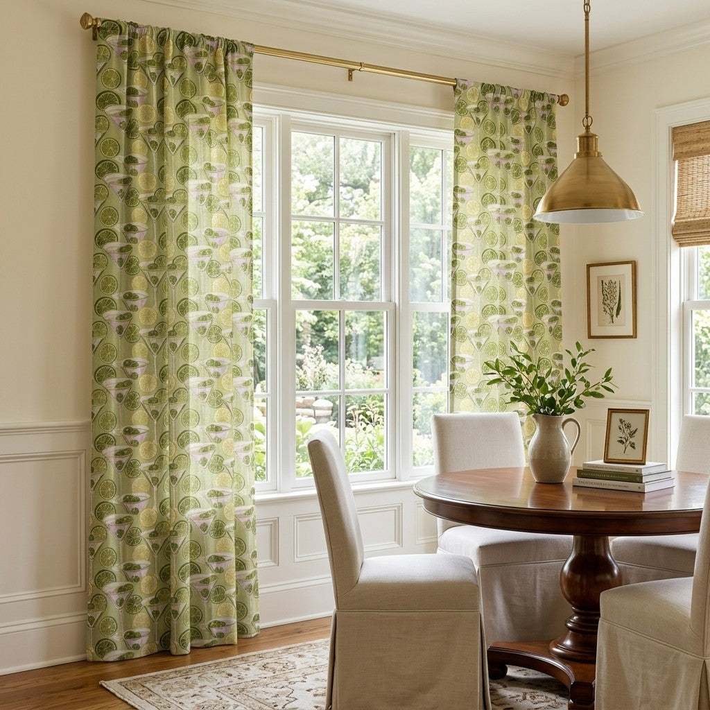 Pastel Martini Glasses - Curtain Panel - Breakfast Nook
