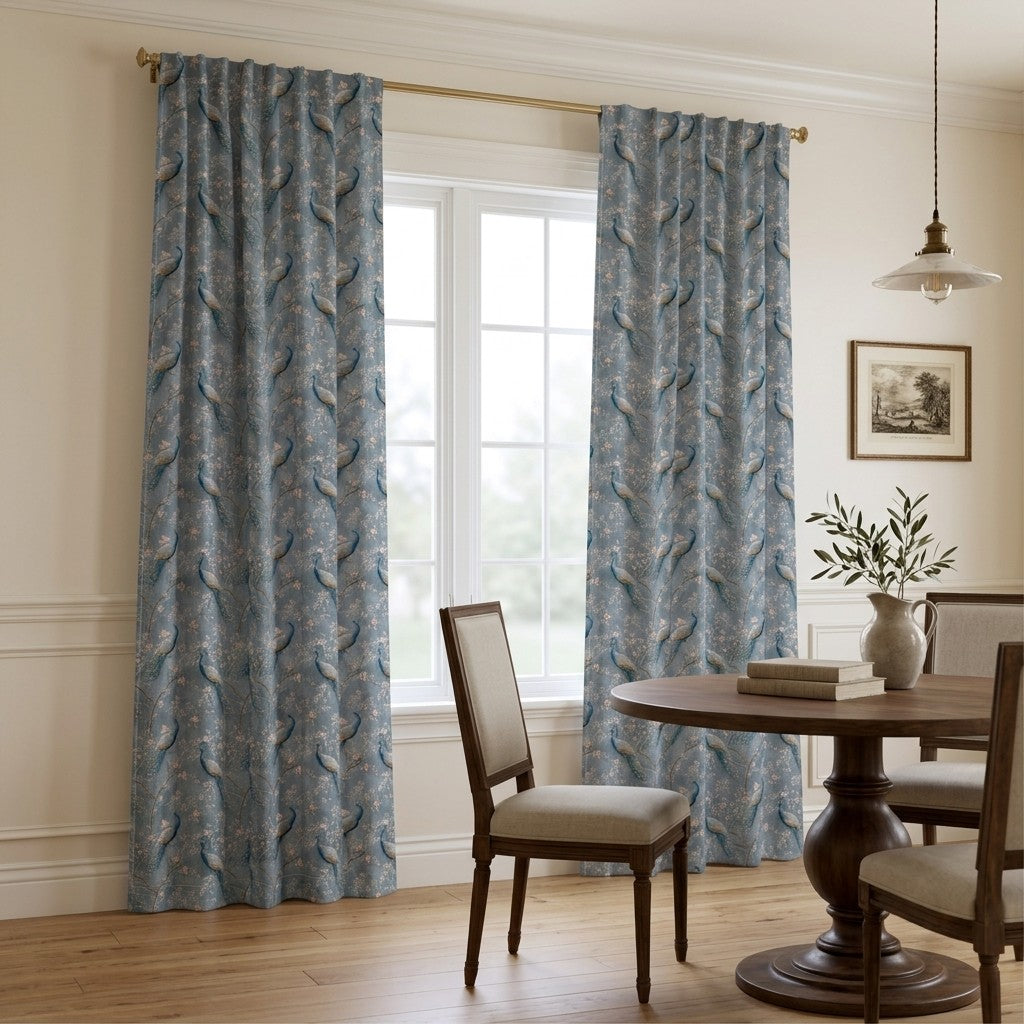 Blue Everette - Curtain Panel - Breakfast Nook