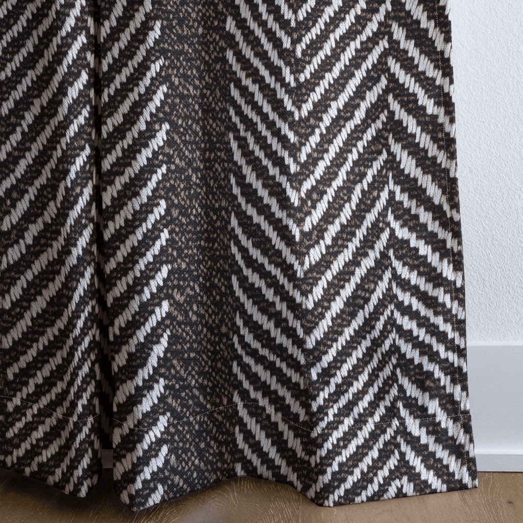 Ebony Herringbone - Curtain Panel - The Drapery