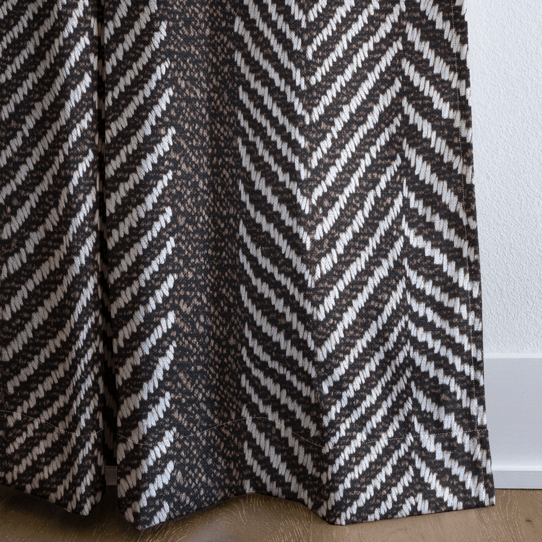 Ebony Herringbone - Curtain Panel - The Drapery