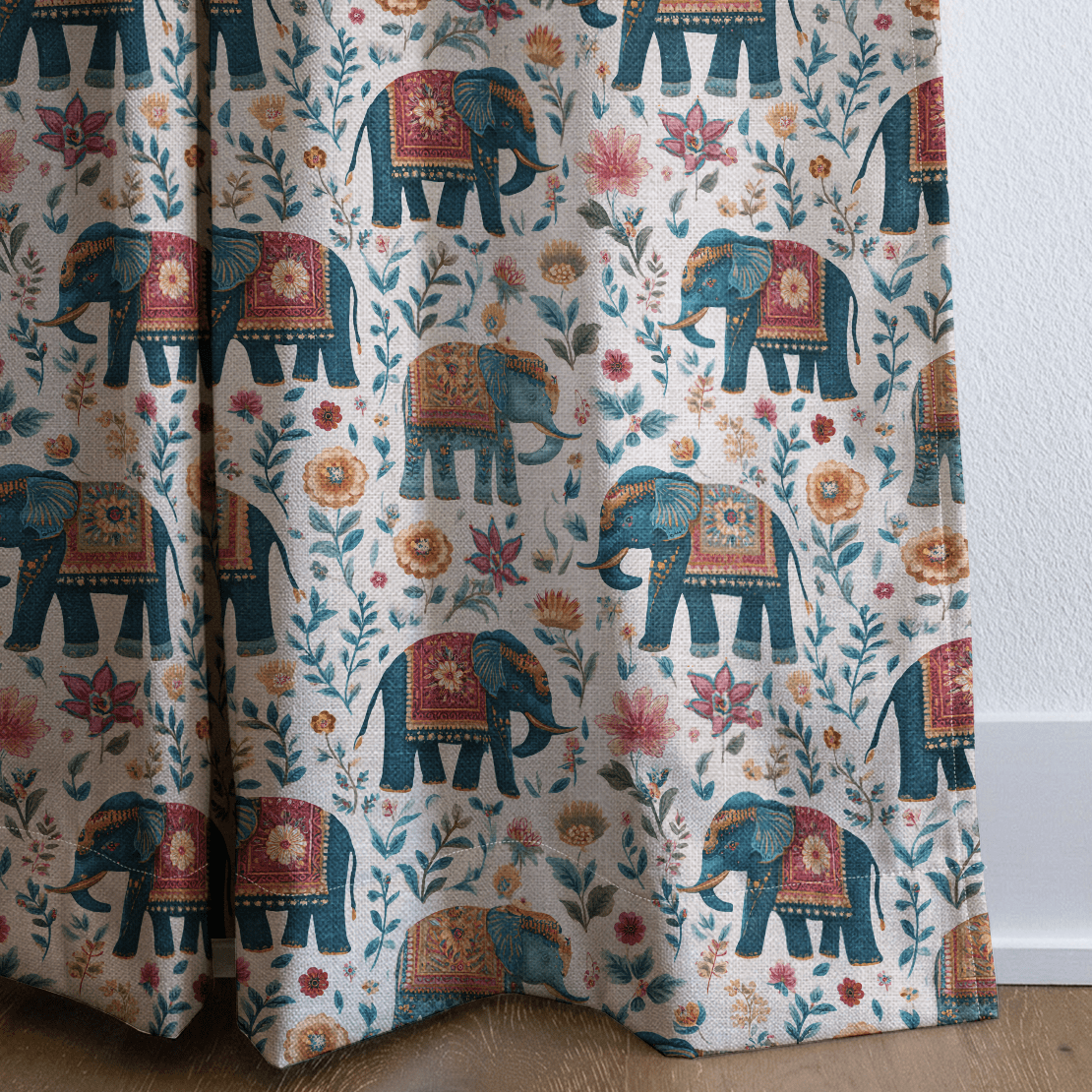 Elephant Jungle - Curtain Panel - The Drapery