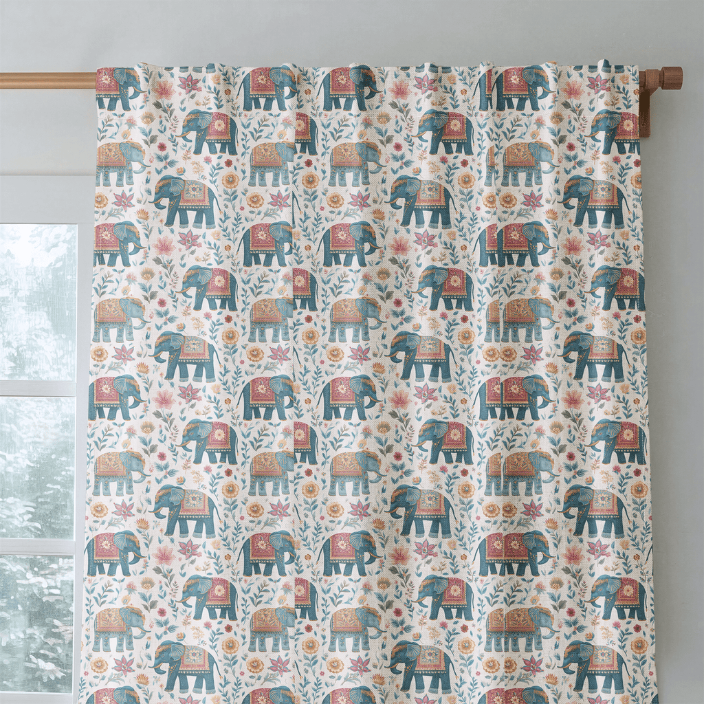 Elephant Jungle - Curtain Panel - The Drapery