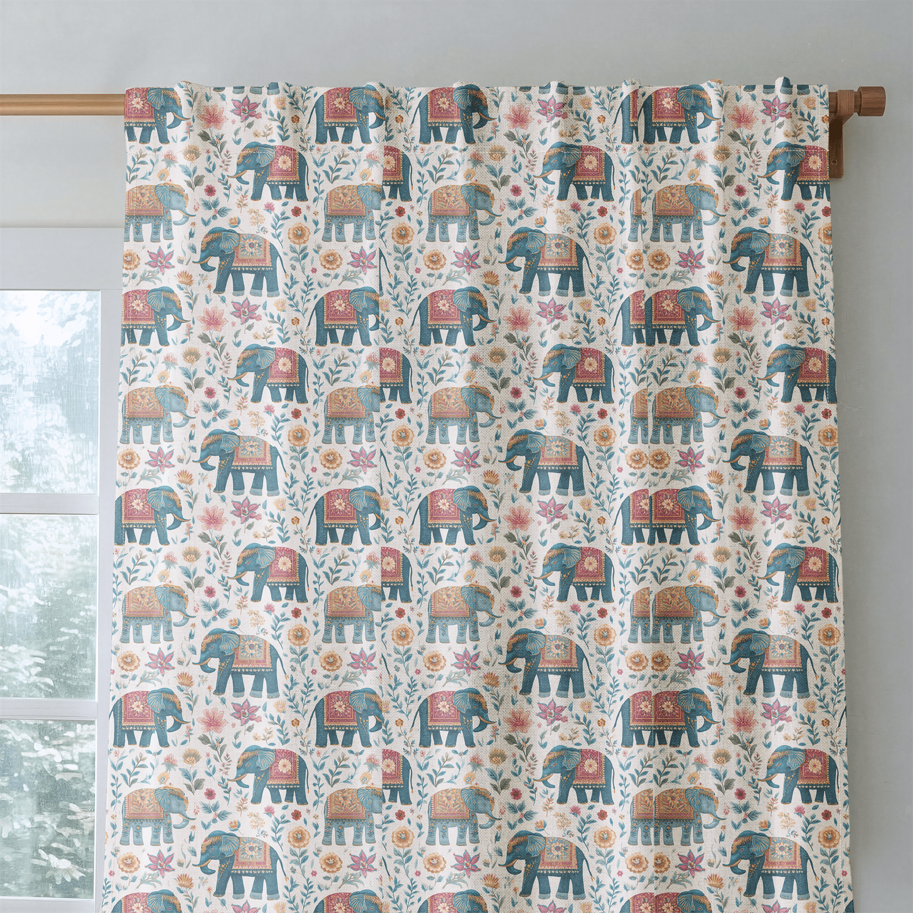 Elephant Jungle - Curtain Panel - The Drapery