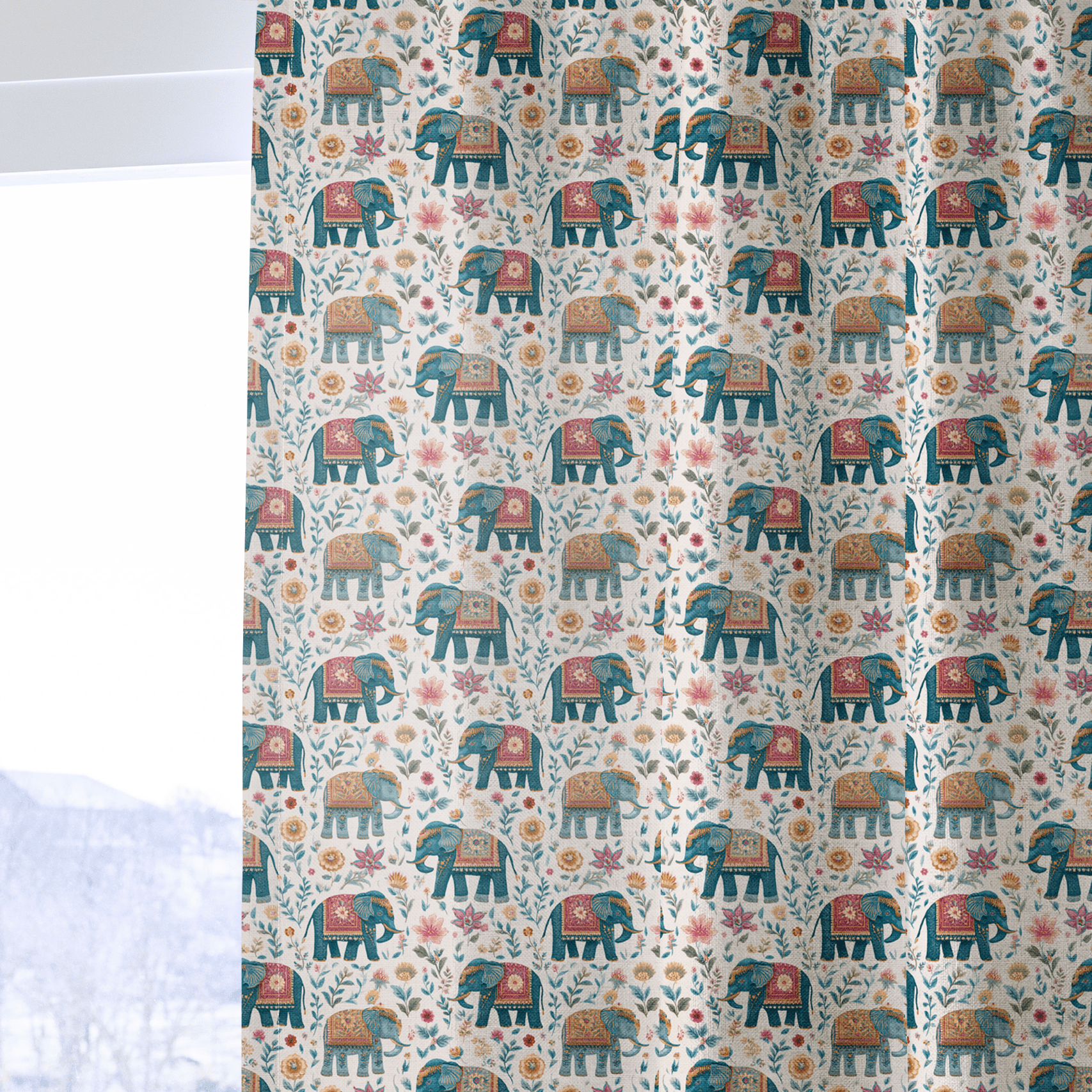 Elephant Jungle - Curtain Panel - The Drapery