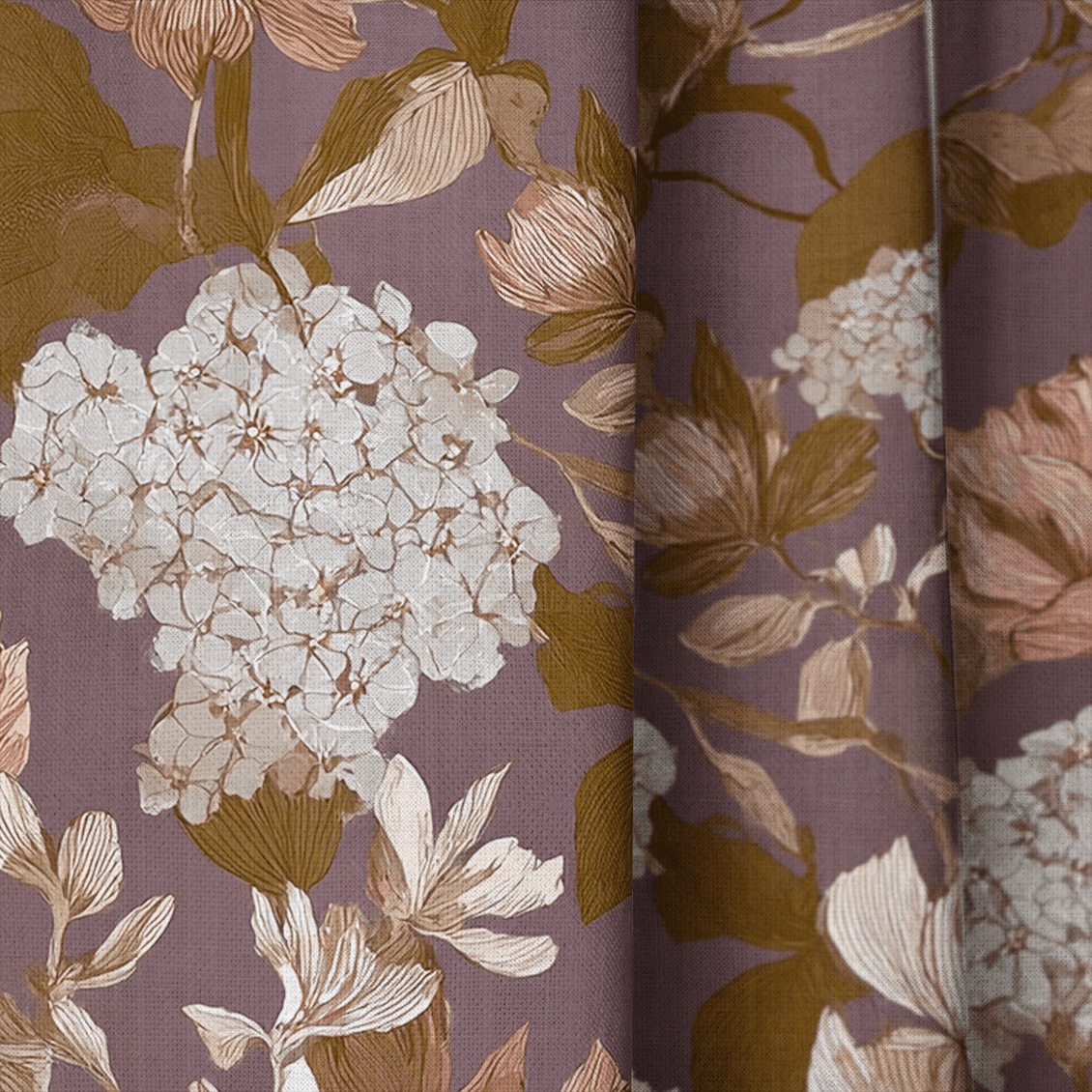 Eloise Hydrangea Floral - Curtain Panel - The Drapery
