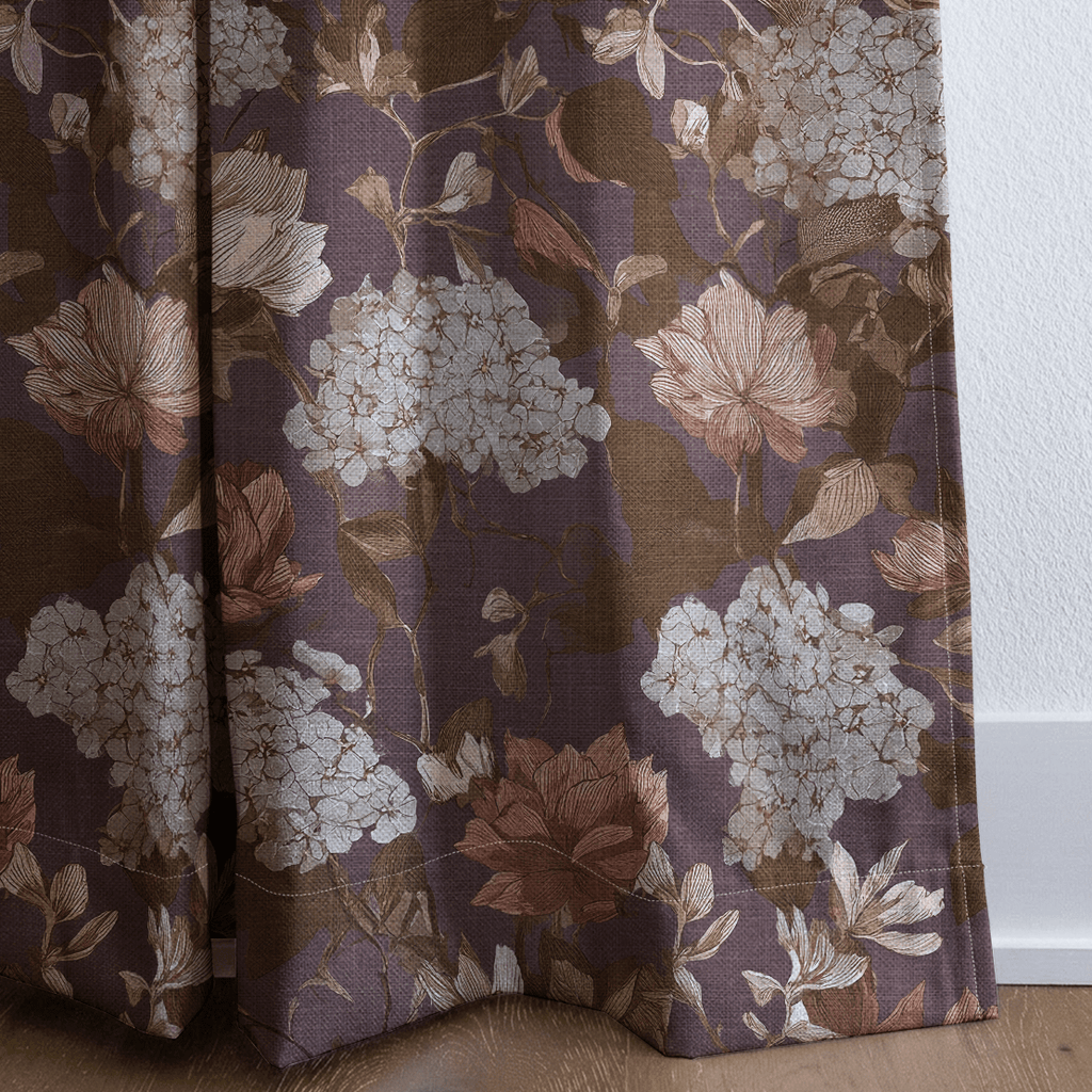 Eloise Hydrangea Floral - Curtain Panel - The Drapery