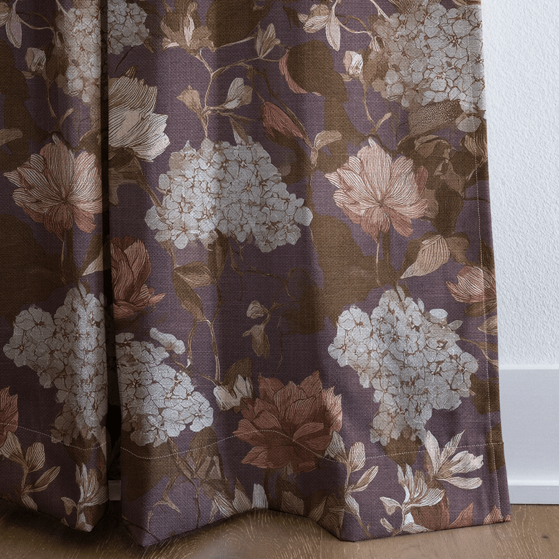 Eloise Hydrangea Floral - Curtain Panel - The Drapery