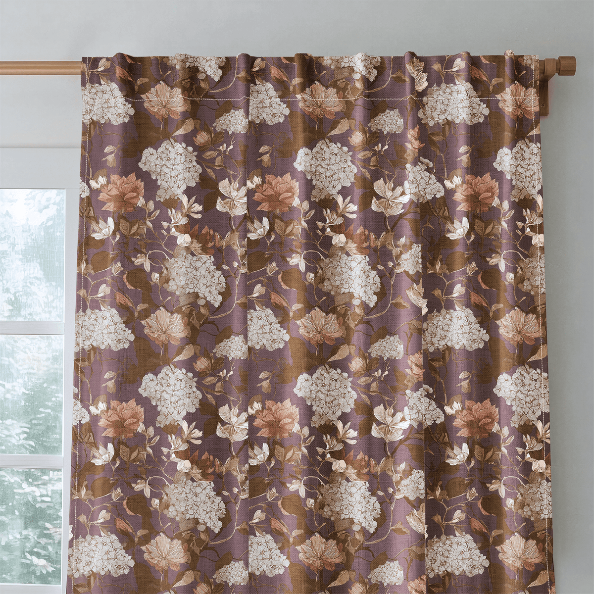 Eloise Hydrangea Floral - Curtain Panel - The Drapery