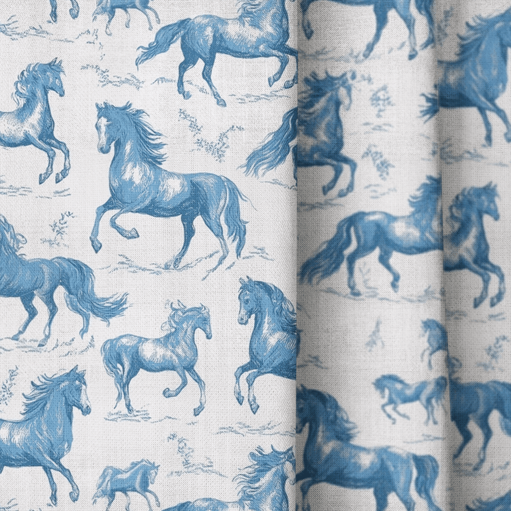 Equestrian Toile - Curtain Panel - The Drapery