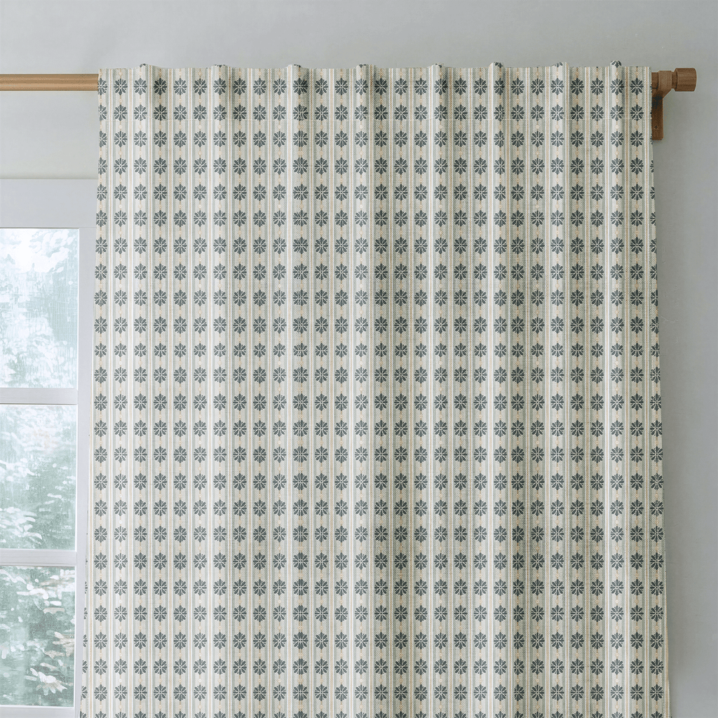 Evergreen Medallion Stripe - Curtain Panel - The Drapery