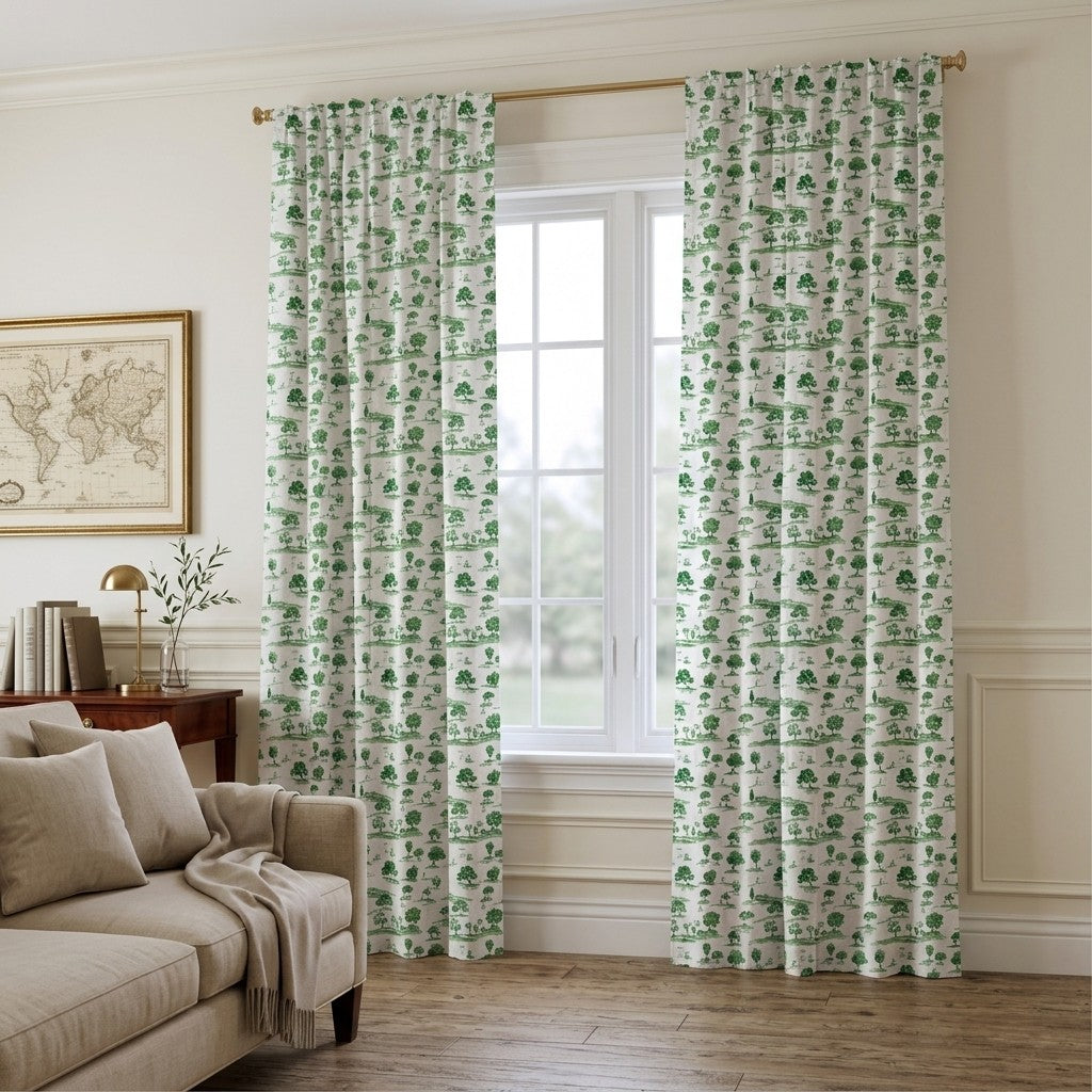 Greenside Toile - Curtain Panel - Classic Living Room