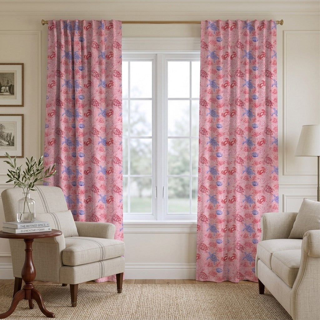 Blush Ocean - Curtain Panel - Polished Sitting Room