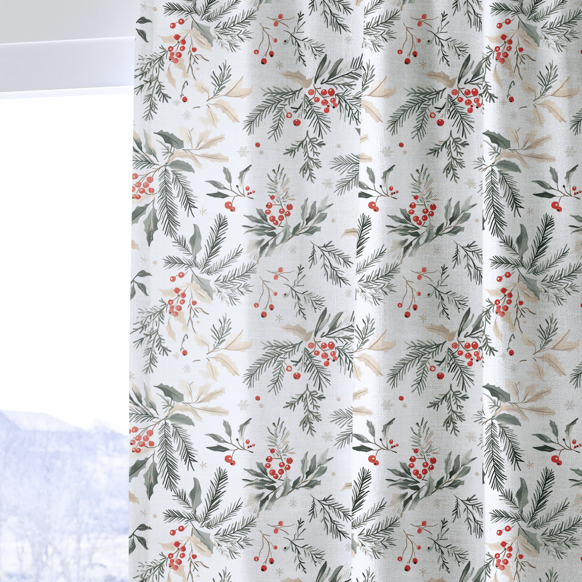Festive Sprigs - Curtain Panel - The Drapery