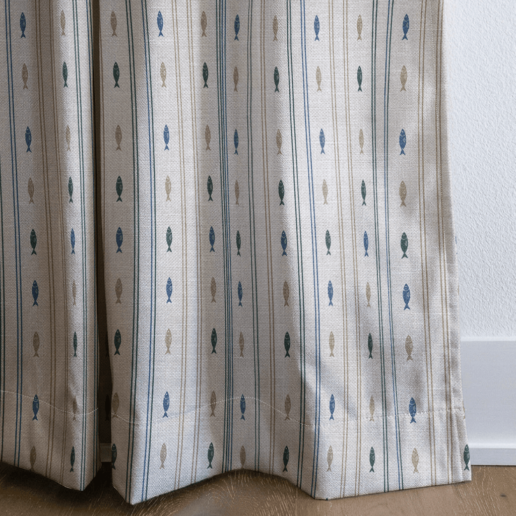 Fish Stripes - Curtain Panel - The Drapery