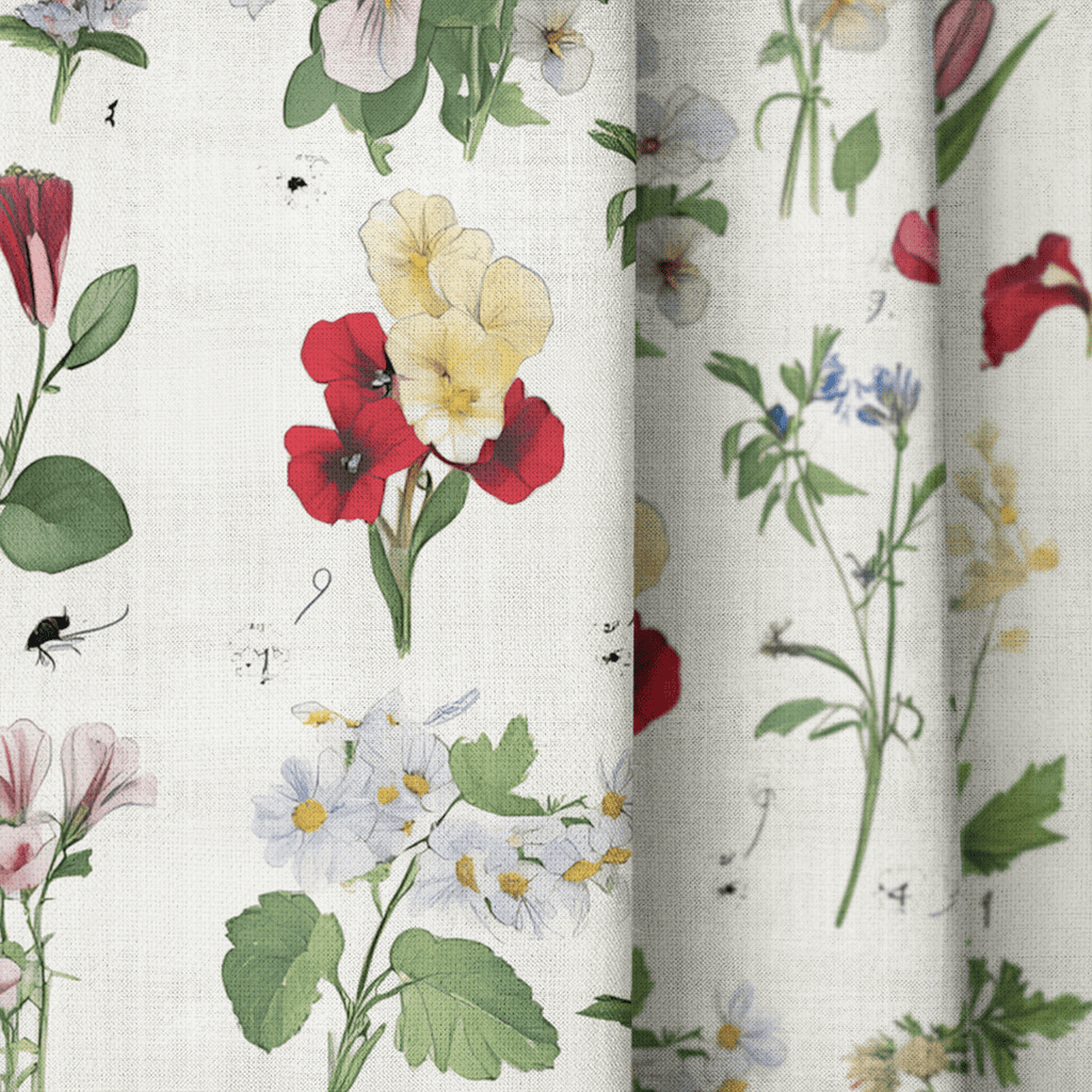Flora Sketch - Curtain Panel - The Drapery