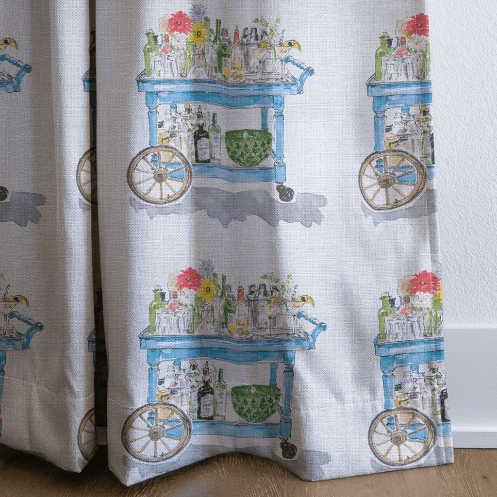 Floral Bar Cart - Curtain Panel - The Drapery