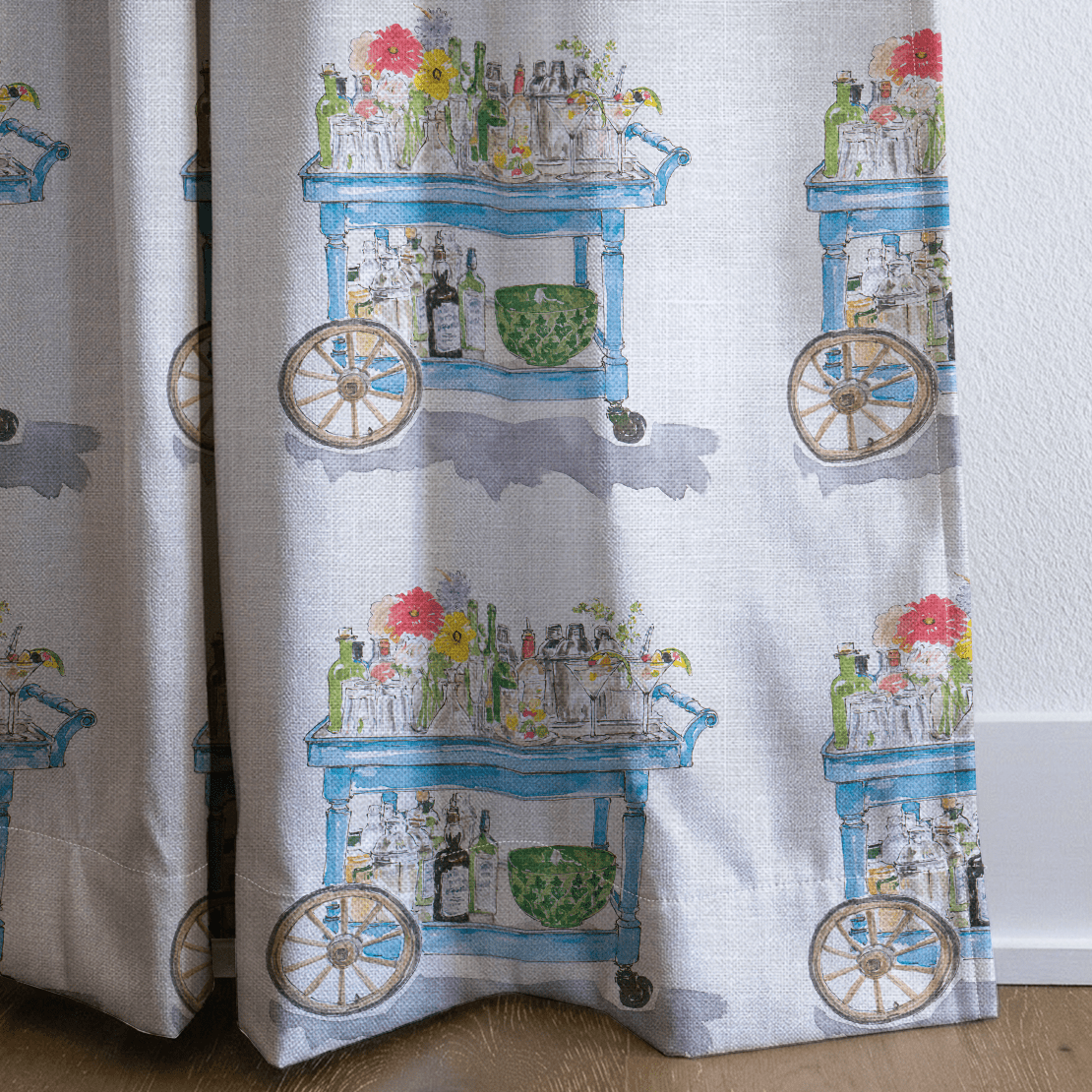 Floral Bar Cart - Curtain Panel - The Drapery