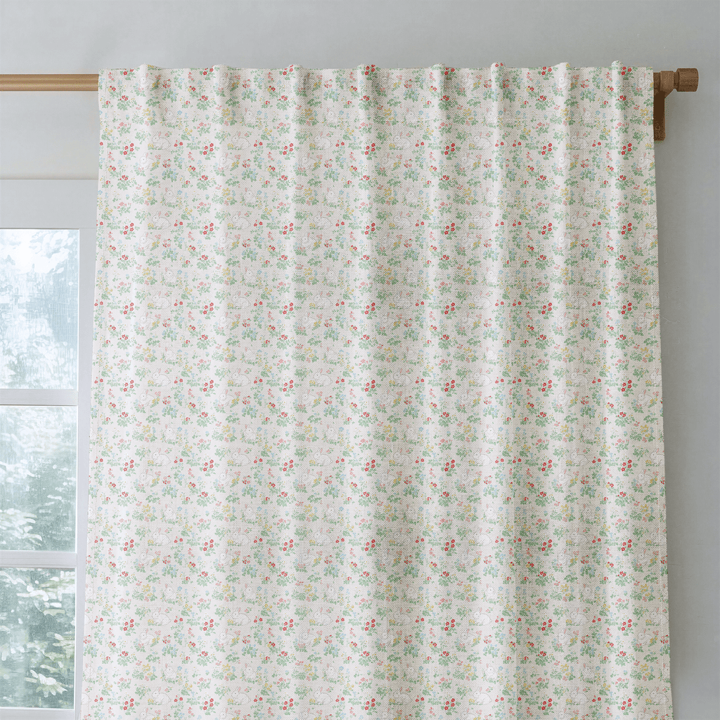 Floral Bunnies - Curtain Panel - The Drapery