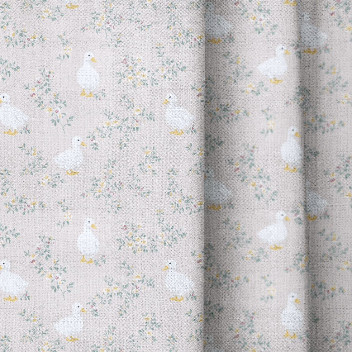 Floral Ducks - Curtain Panel - The Drapery