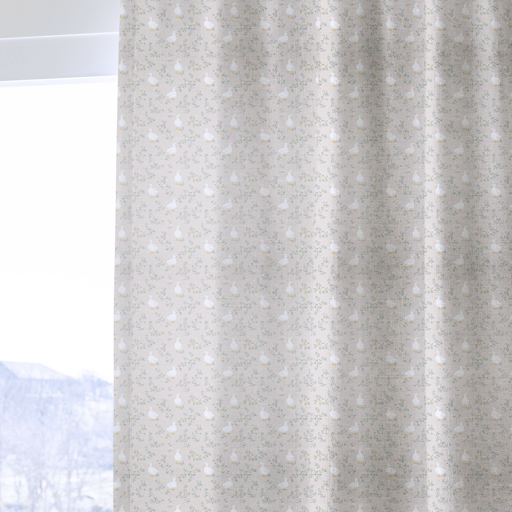 Floral Ducks - Curtain Panel - The Drapery