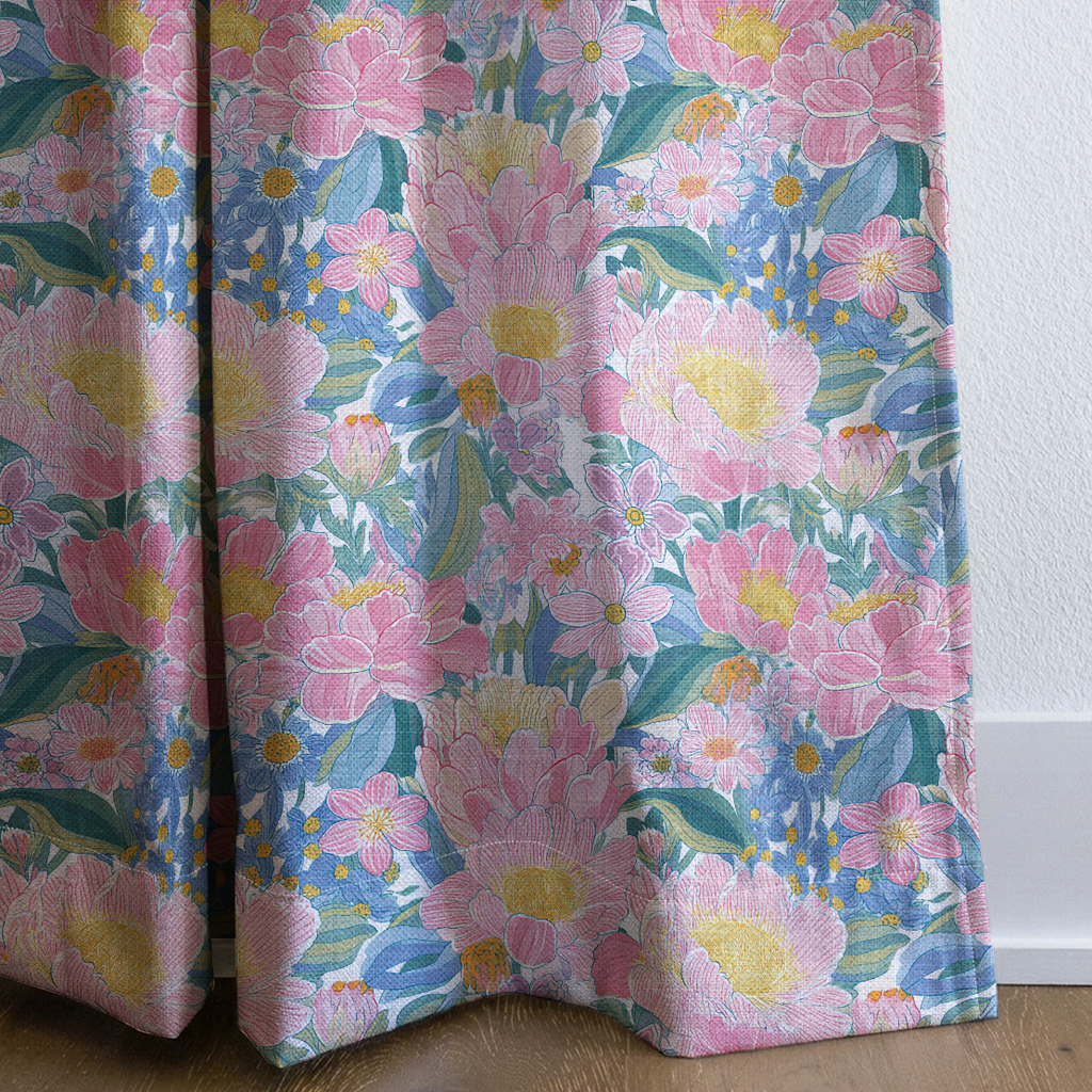 Florette Pink - Curtain Panel - The Drapery