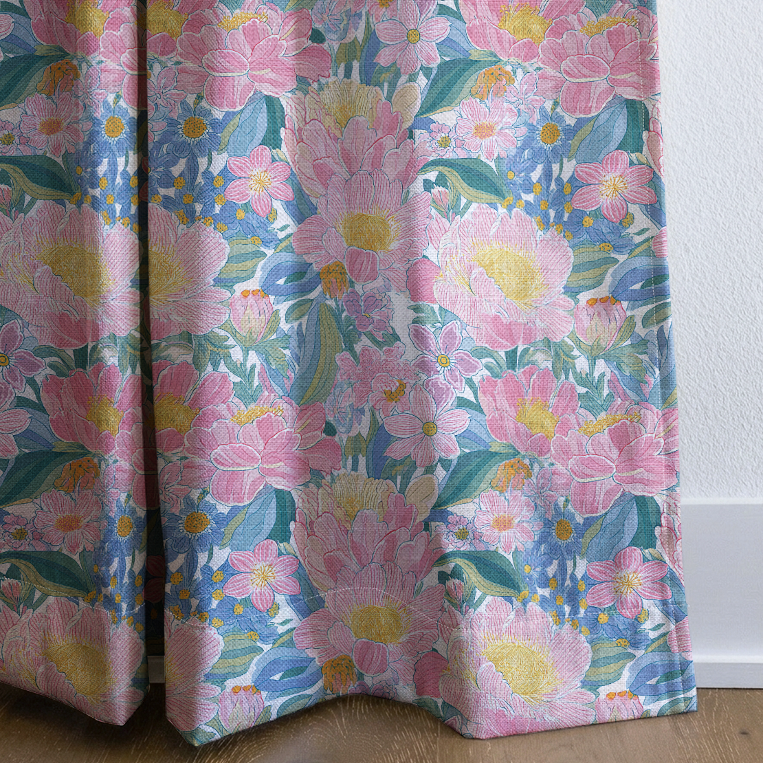 Florette Pink - Curtain Panel - The Drapery