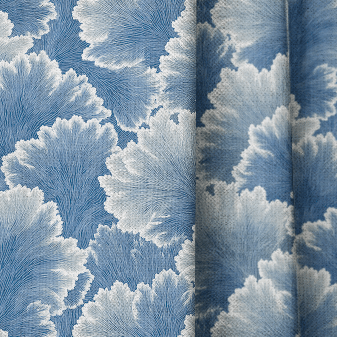 Flourish Blue - Curtain Panel - The Drapery