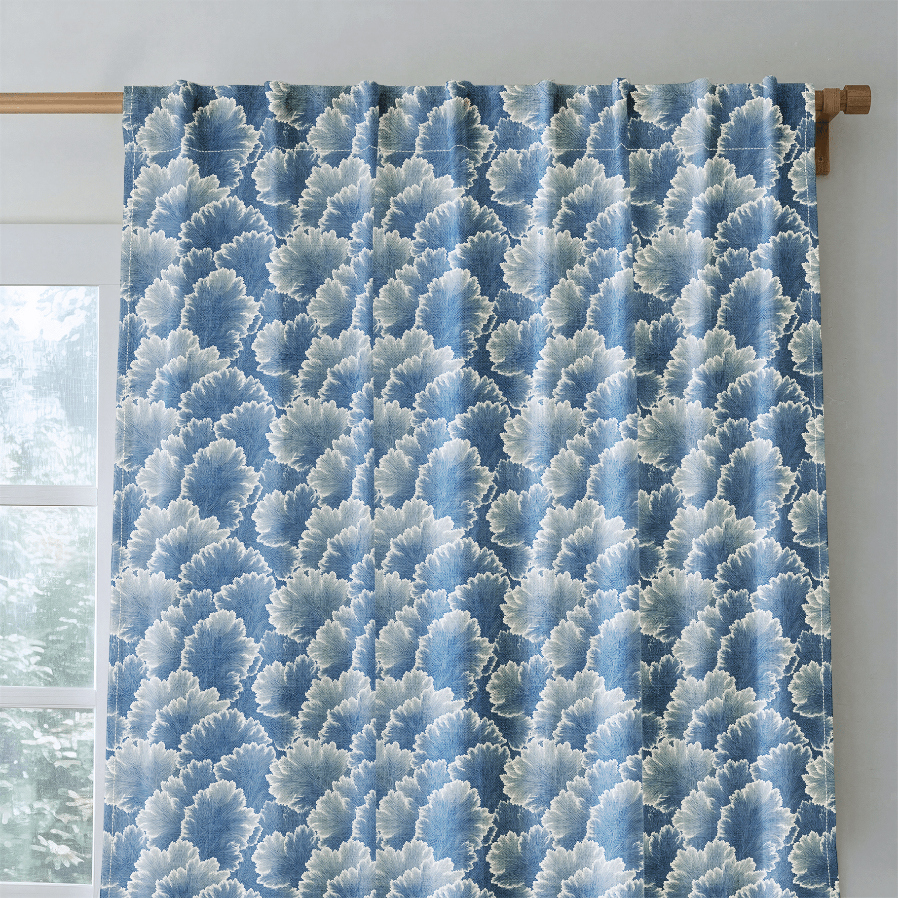 Flourish Blue - Curtain Panel - The Drapery