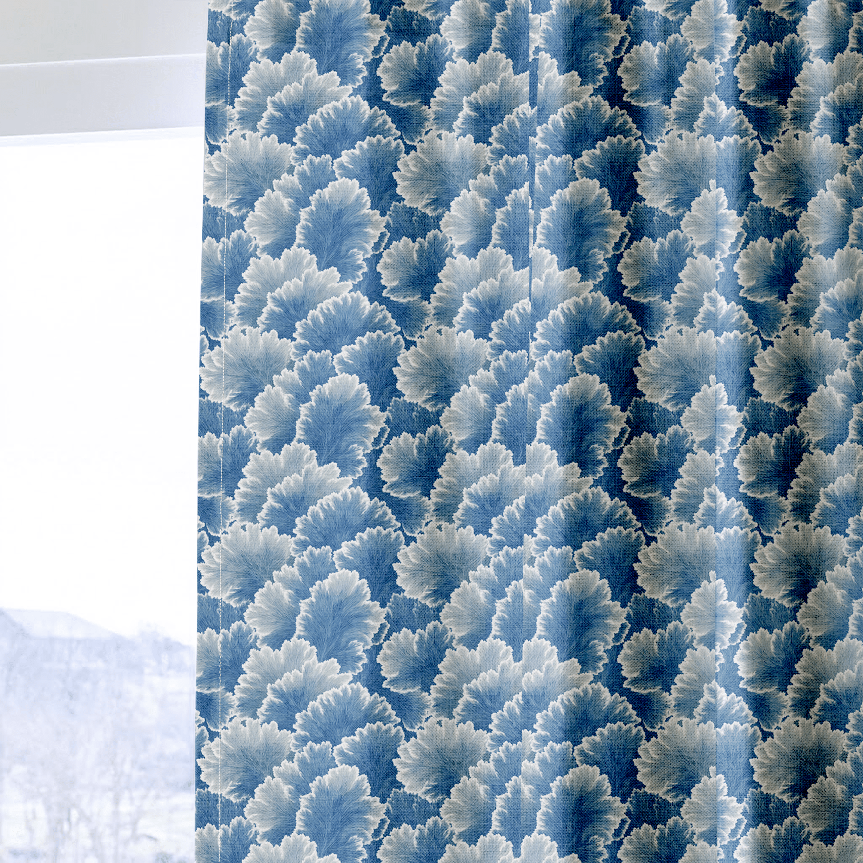 Flourish Blue - Curtain Panel - The Drapery