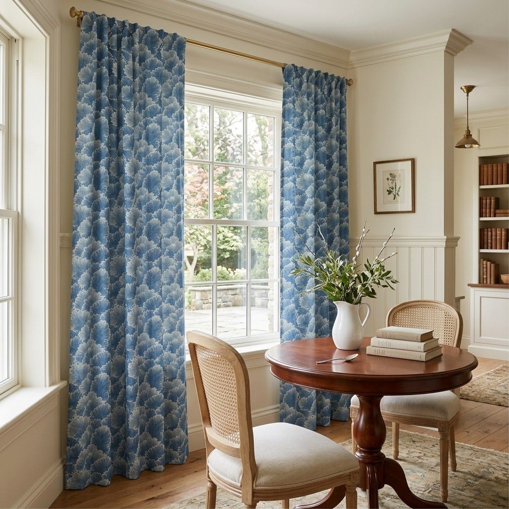 Flourish Blue - Curtain Panel - The Drapery