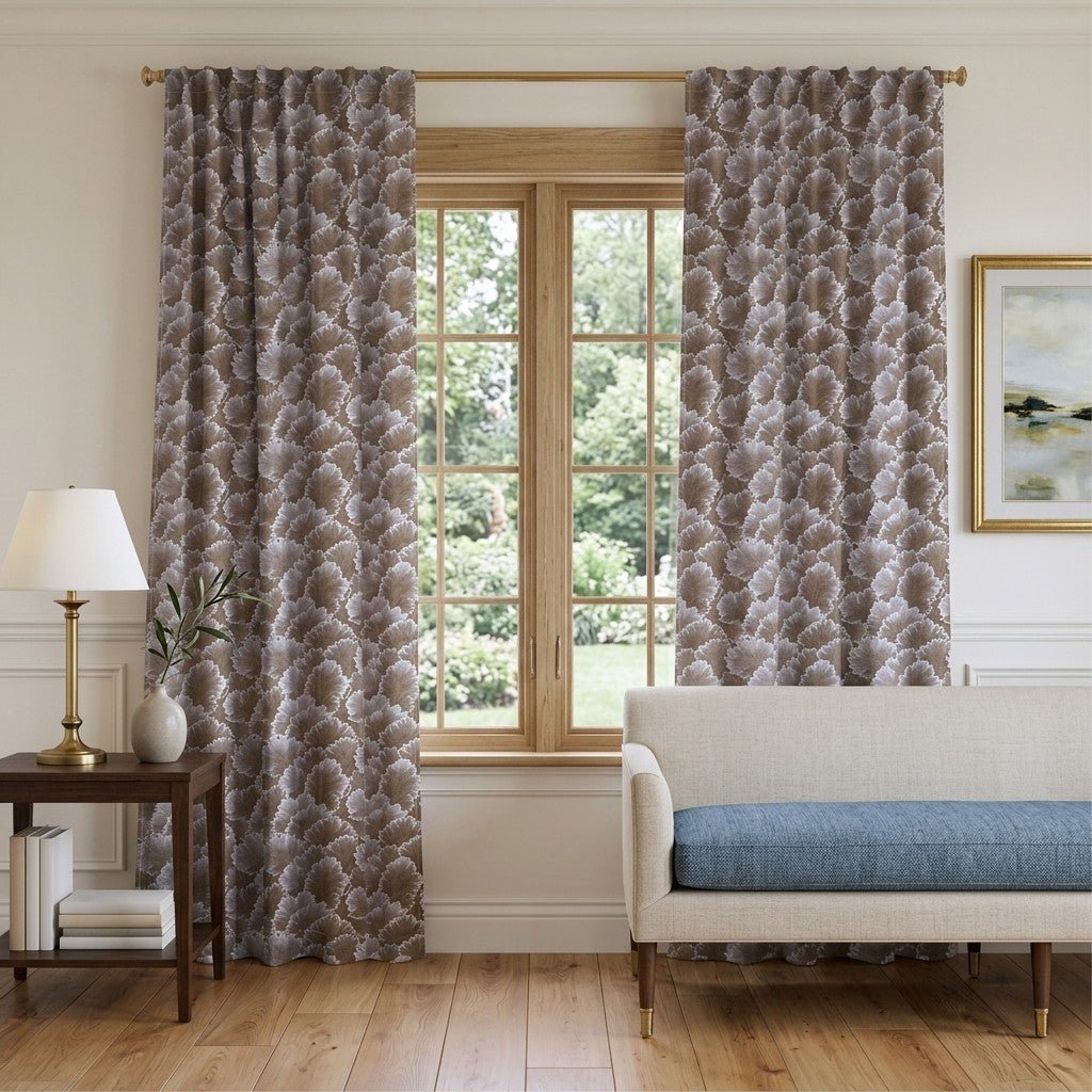 Flourish Brown - Curtain Panel - The Drapery
