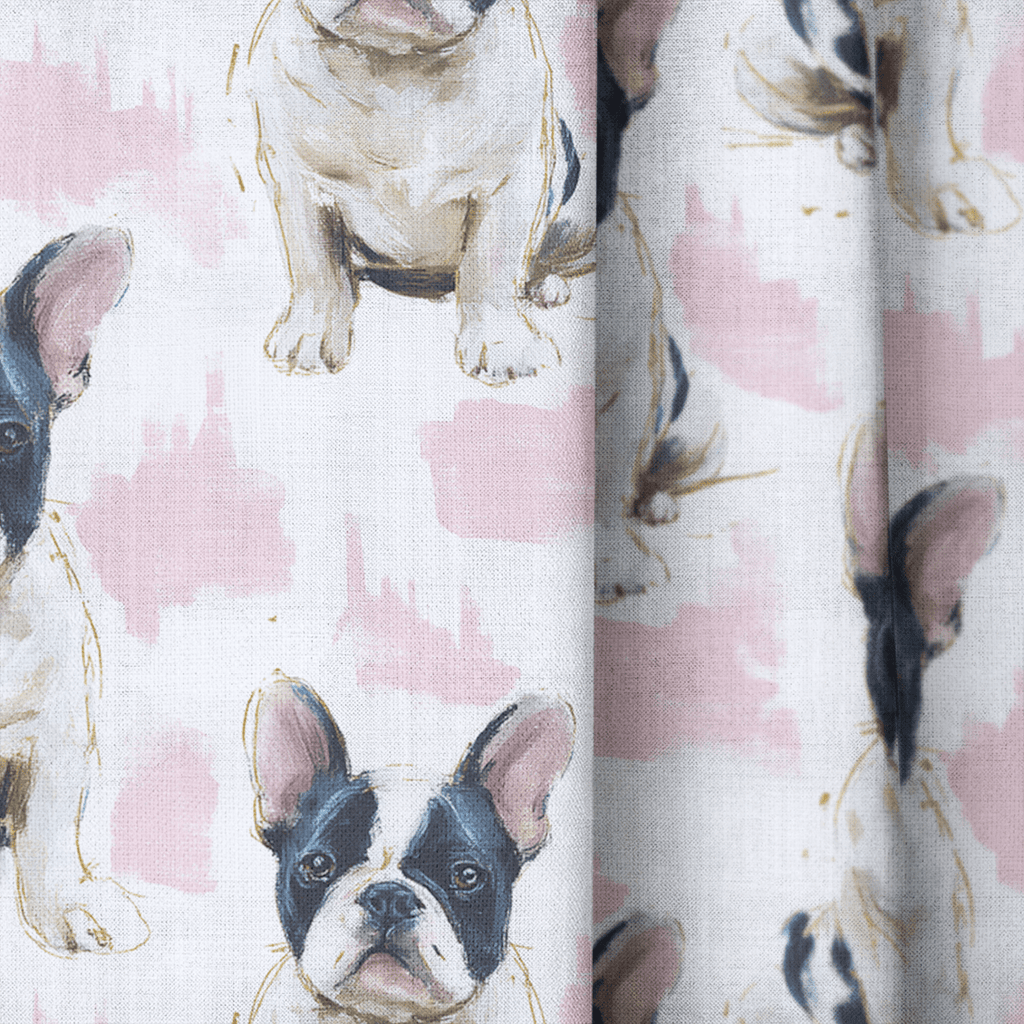 Frenchie Snuggles - Curtain Panel - The Drapery