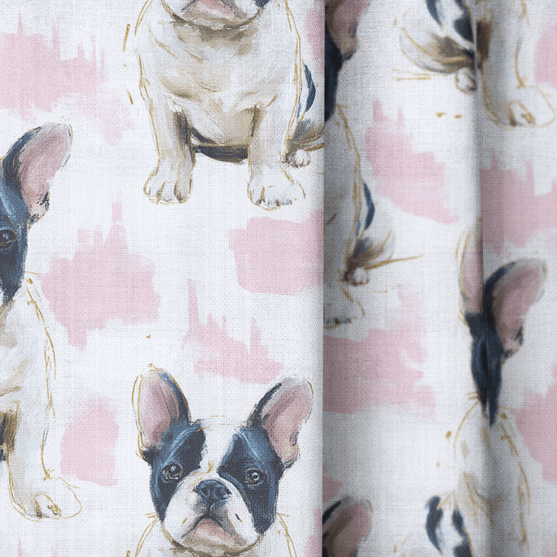 Frenchie Snuggles - Curtain Panel - The Drapery