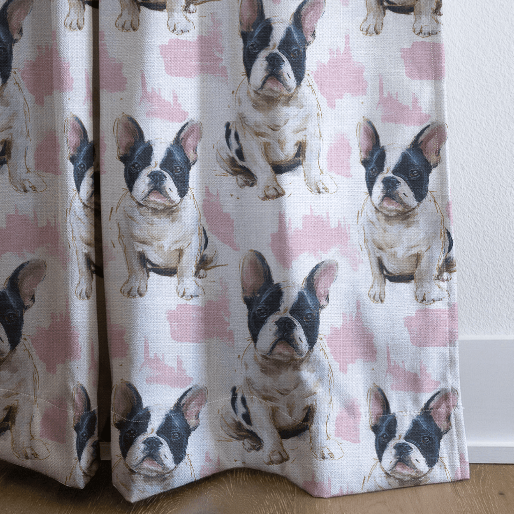 Frenchie Snuggles - Curtain Panel - The Drapery