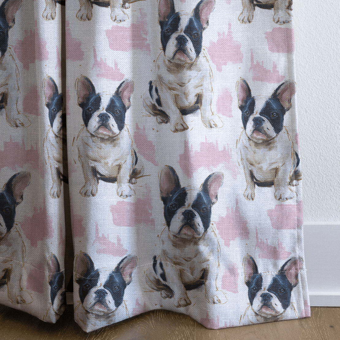 Frenchie Snuggles - Curtain Panel - The Drapery