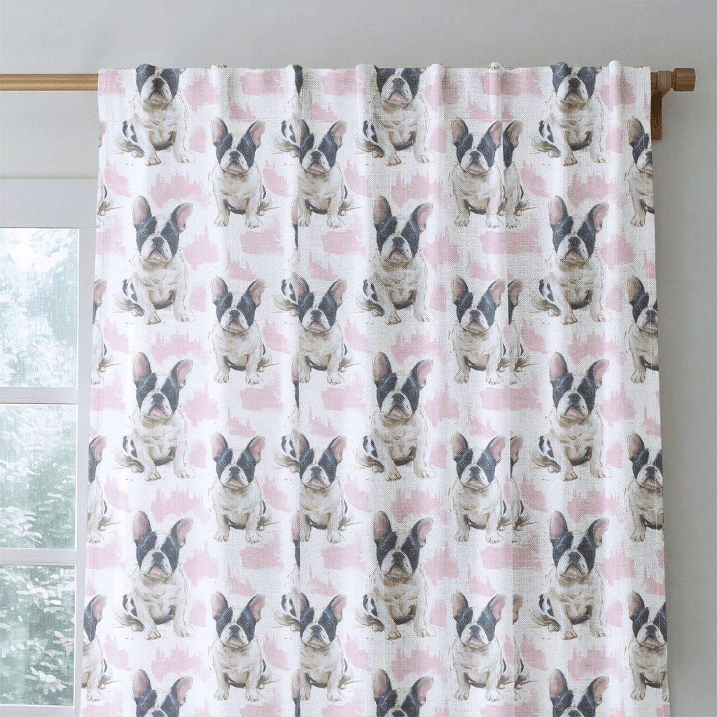 Frenchie Snuggles - Curtain Panel - The Drapery