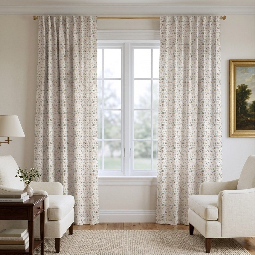 Garden Bunnies - Curtain Panel - The Drapery