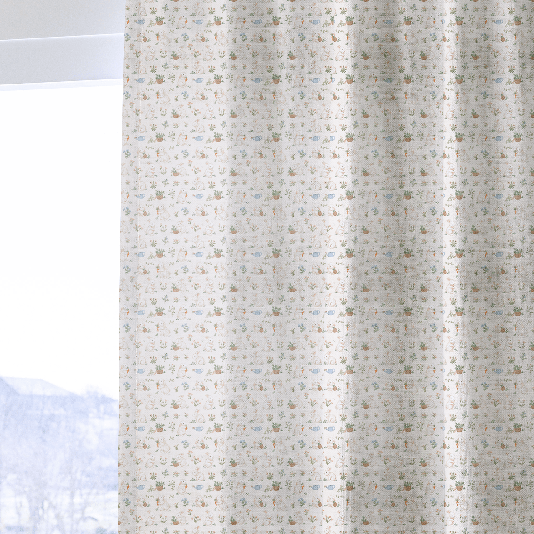 Garden Bunnies - Curtain Panel - The Drapery