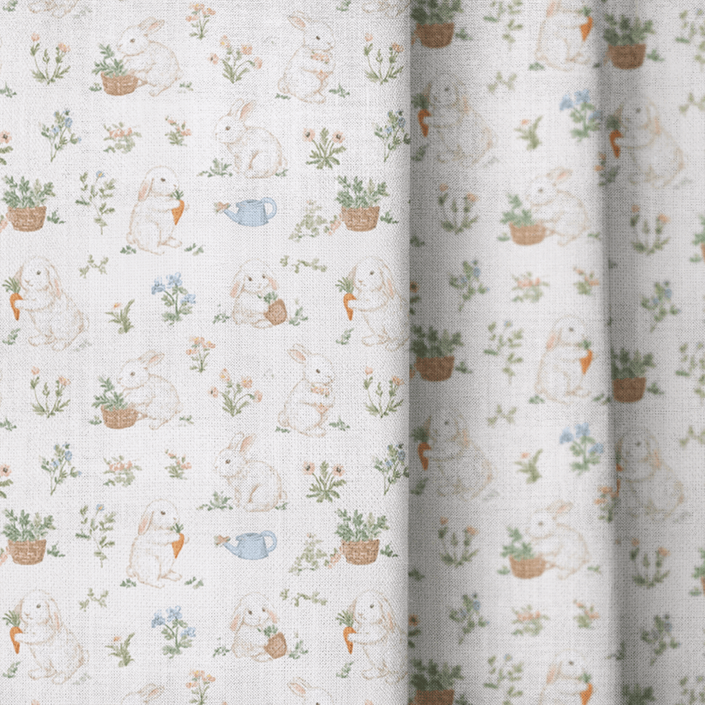 Garden Bunnies - Curtain Panel - The Drapery