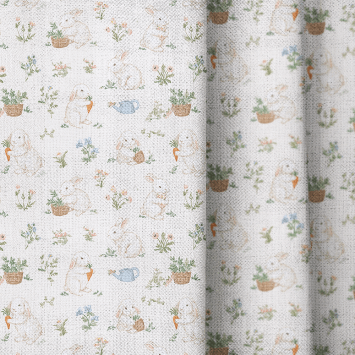 Garden Bunnies - Curtain Panel - The Drapery