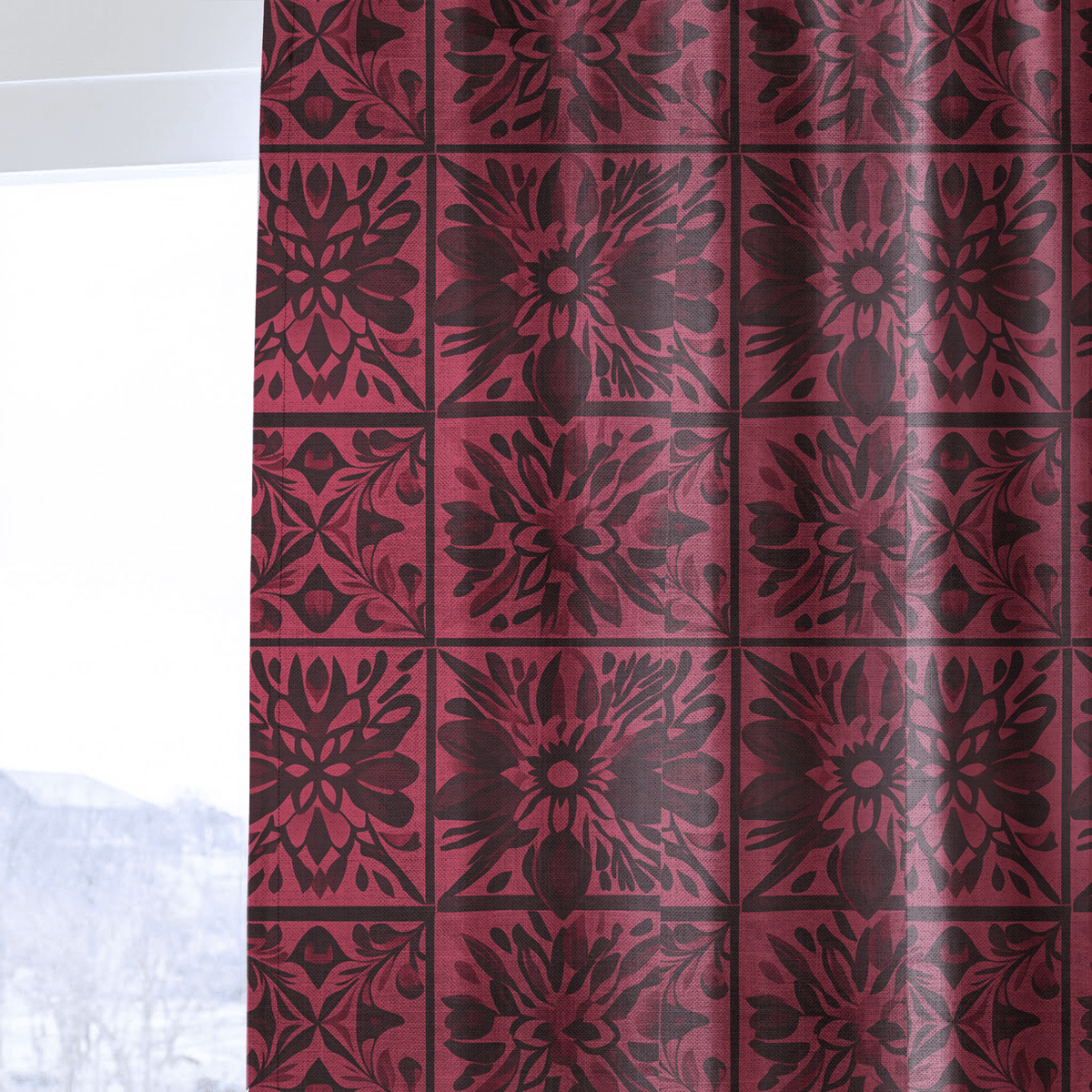 Garnet Mosaic - Curtain Panel - The Drapery