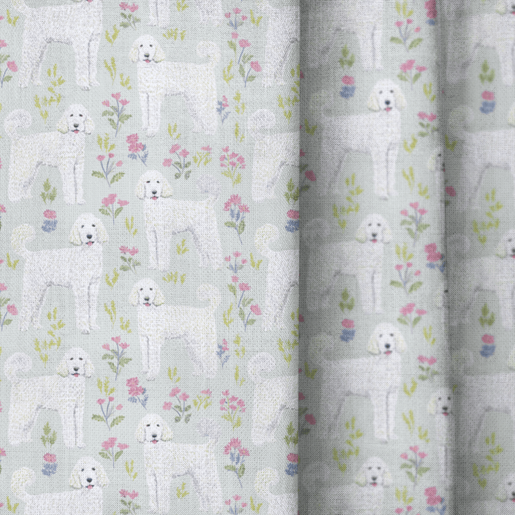 Goldendoodle Floral - Curtain Panel - The Drapery