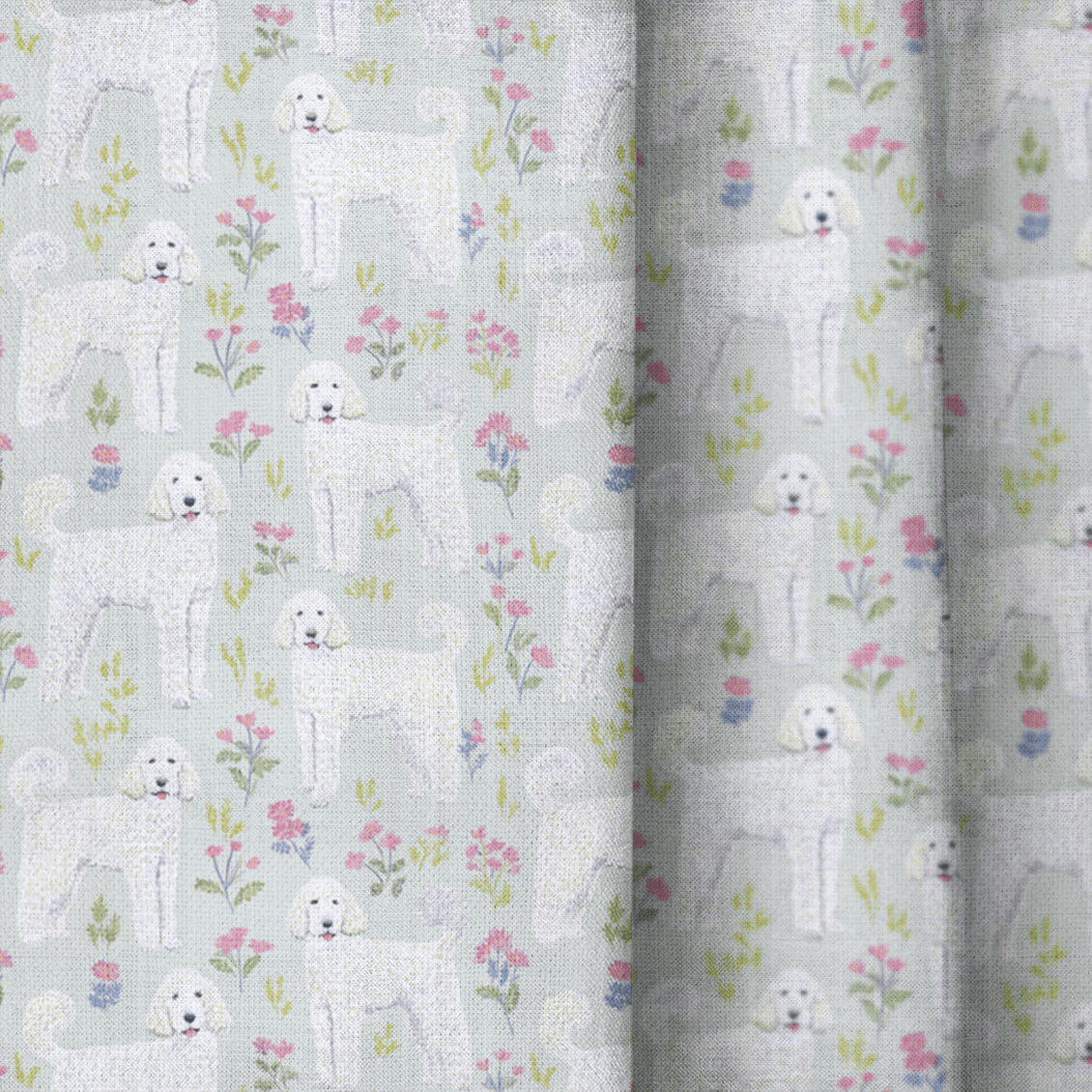 Goldendoodle Floral - Curtain Panel - The Drapery