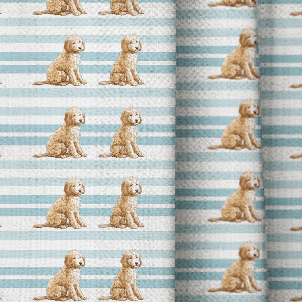 Goldendoodle Stripes - Curtain Panel - The Drapery